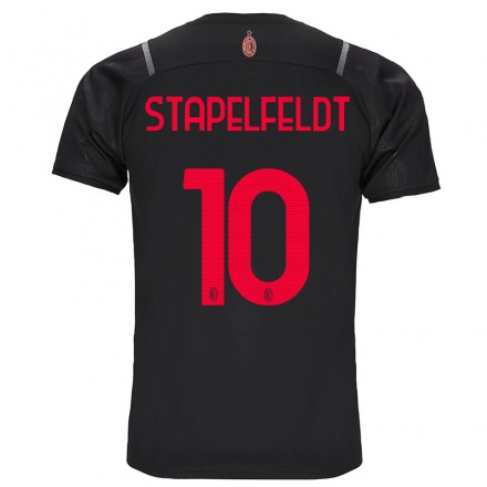 Naisten Jalkapallo Nina Stapelfeldt #10 Musta 3. Paita 2021/22 Lyhythihainen Paita T-paita