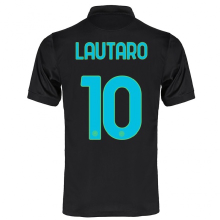 Naisten Jalkapallo Lautaro Martinez #10 Musta 3. Paita 2021/22 Lyhythihainen Paita T-paita