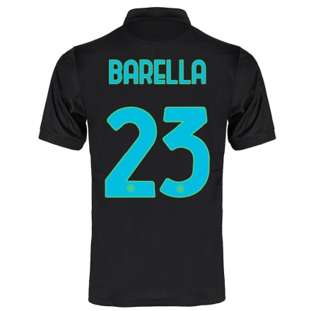 Naisten Jalkapallo Nicolo Barella #23 Musta 3. Paita 2021/22 Lyhythihainen Paita T-paita
