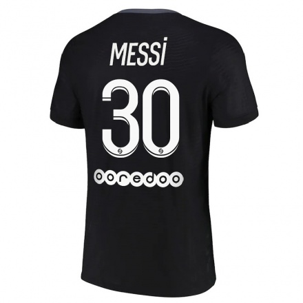 Naisten Jalkapallo Lionel Messi #30 Musta 3. Paita 2021/22 Lyhythihainen Paita T-paita