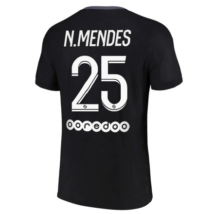 Naisten Jalkapallo Nuno Mendes #25 Musta 3. Paita 2021/22 Lyhythihainen Paita T-paita