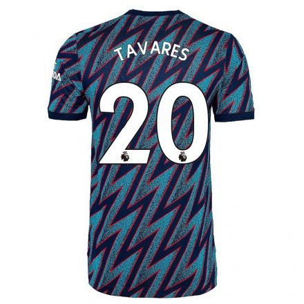 Naisten Jalkapallo Nuno Tavares #20 Sininen Musta 3. Paita 2021/22 Lyhythihainen Paita T-paita