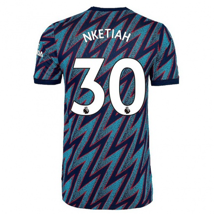 Naisten Jalkapallo Eddie Nketiah #30 Sininen Musta 3. Paita 2021/22 Lyhythihainen Paita T-paita