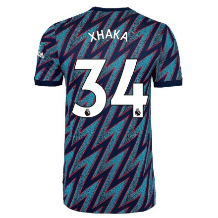 Naisten Jalkapallo Granit Xhaka #34 Sininen Musta 3. Paita 2021/22 Lyhythihainen Paita T-paita