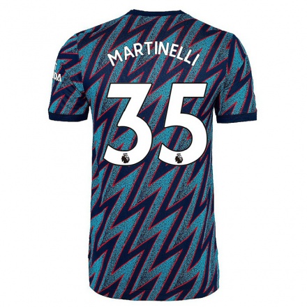 Naisten Jalkapallo Gabriel Martinelli #35 Sininen Musta 3. Paita 2021/22 Lyhythihainen Paita T-paita