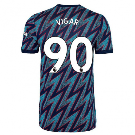 Naisten Jalkapallo Billy Vigar #90 Sininen Musta 3. Paita 2021/22 Lyhythihainen Paita T-paita