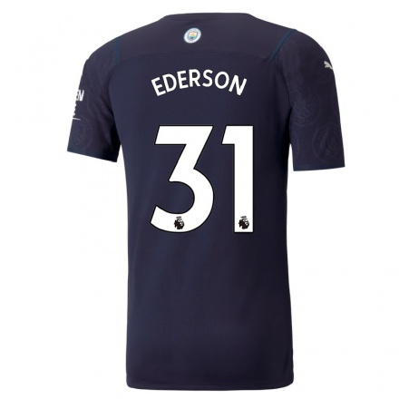 Naisten Jalkapallo Ederson #31 Tummansininen 3. Paita 2021/22 Lyhythihainen Paita T-paita