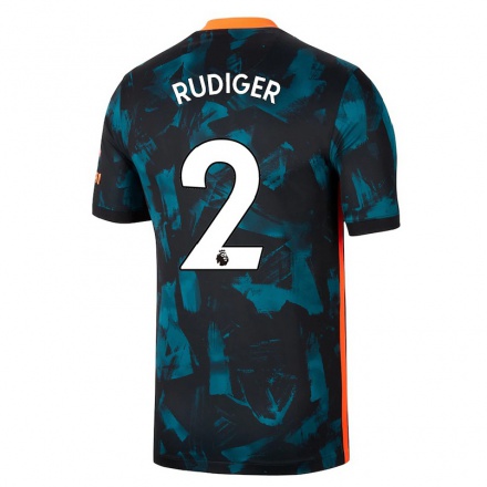 Naisten Jalkapallo Antonio Rudiger #2 Tummansininen 3. Paita 2021/22 Lyhythihainen Paita T-paita