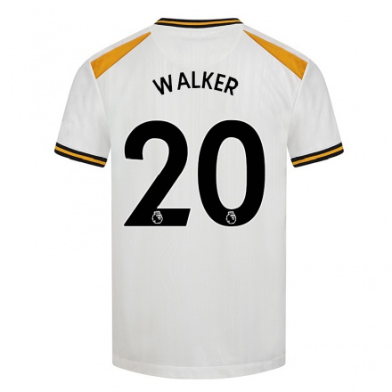 Naisten Jalkapallo Lowri Walker #20 Valkoinen Keltainen 3. Paita 2021/22 Lyhythihainen Paita T-paita
