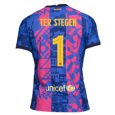 Naisten Jalkapallo Marc-Andre ter Stegen #1 Sininen Ruusu 3. Paita 2021/22 Lyhythihainen Paita T-paita