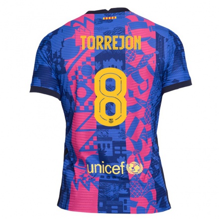 Naisten Jalkapallo Marta Torrejon #8 Sininen Ruusu 3. Paita 2021/22 Lyhythihainen Paita T-paita