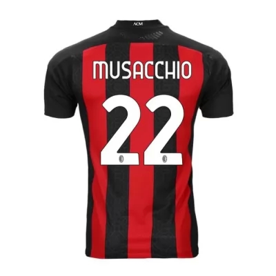 Naisten Jalkapallo Mateo Musacchio #22 Kotipaita Punainen Musta Pelipaita 2020/21 Lyhythihainen Paita