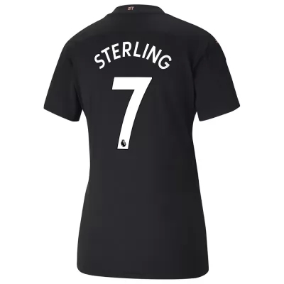 Naisten Jalkapallo Raheem Sterling #7 Vieraspaita Musta Pelipaita 2020/21 Lyhythihainen Paita